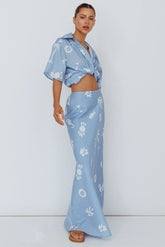 Light Aura Maxi Skirt Print Blue White