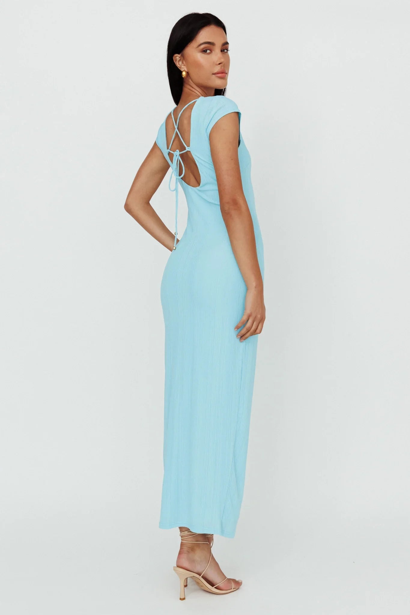 Elenice Cap Sleeve Cut-Out Midi Dress Blue