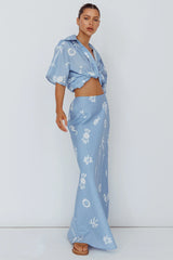 Light Aura Button Up Shirt Print Blue White