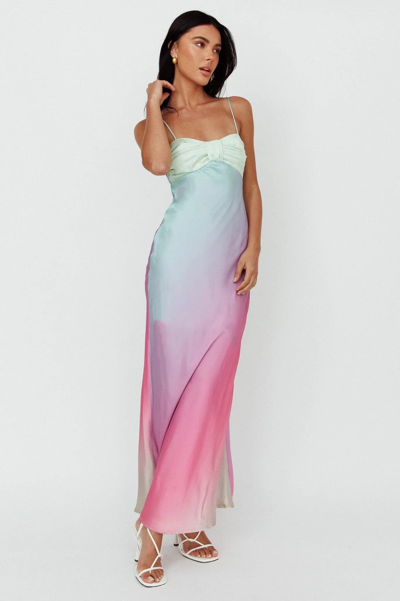 Siva Gathered Bust Midi Dress Ombre Multi